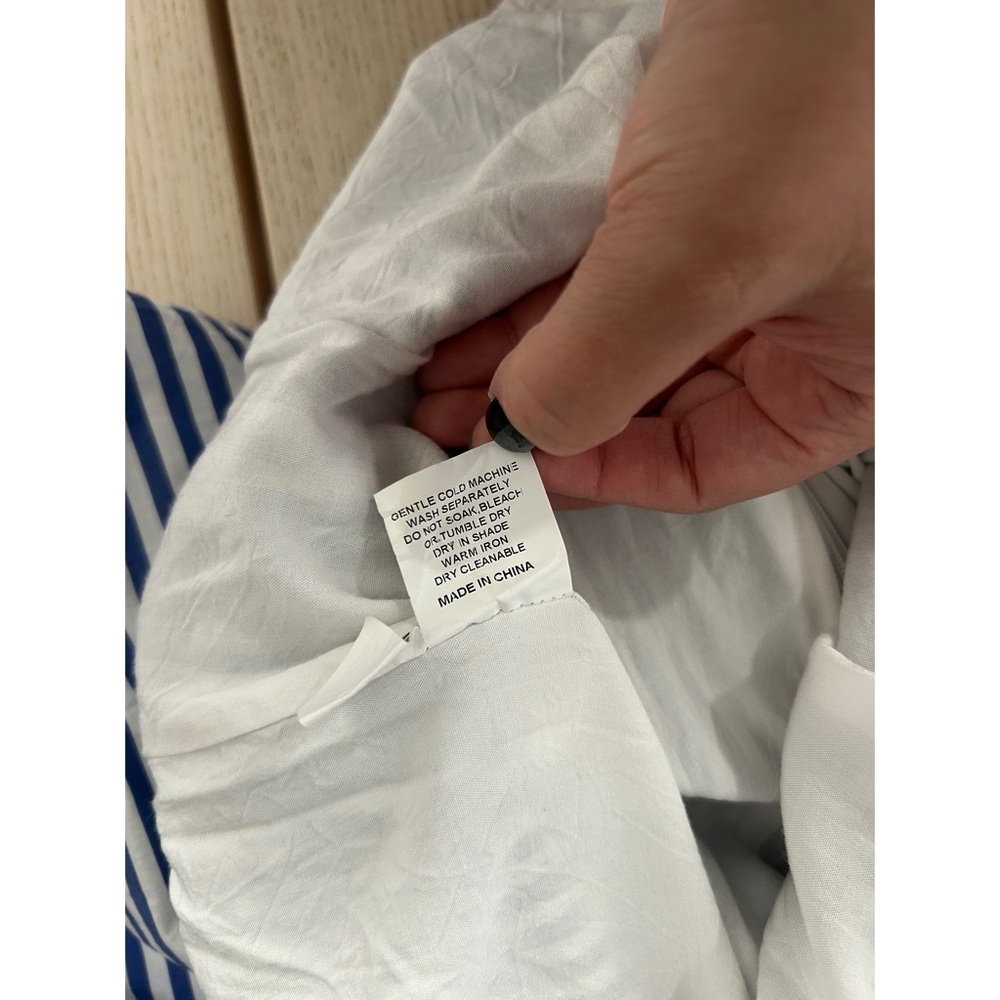 Dissh Mini Dress 6 Striped Blue White Puff Pleated Bubble Short Sleeve Coastal - Picture 4 of 5